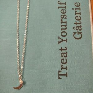 Silver Crescent Moon with Pearl